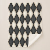 Schwarz-Weiß-Harlequin Diamond-Karo-Muster Sherpadecke (Vorderseite)