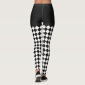 Schwarz-weiß Harlequin Mad Hatter Halloween-Kostüm Leggings (Rückseite)