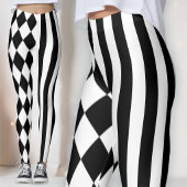 Schwarz-weiß Harlequin Men Jester Diamond Leggings