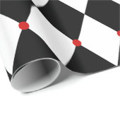 Schwarz-Weiß-Harlequin mit roten Akzenten Geschenkpapier (Rolleneckpunkt)