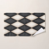 Schwarz-Weiß-Harlequin-Muster Elegant geprüft Badhandtuch Set (Handtuch)
