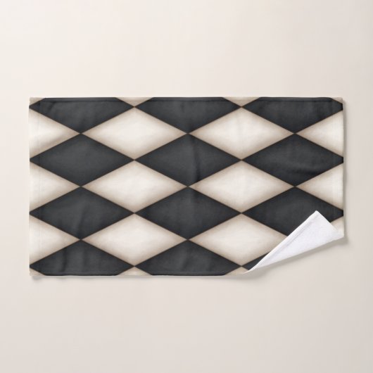 Schwarz-Weiß-Harlequin-Muster Elegant geprüft Badhandtuch Set (Handtuch)