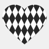 Schwarz-weiß Harlequin Pattern Herz-Aufkleber (Vorderseite)