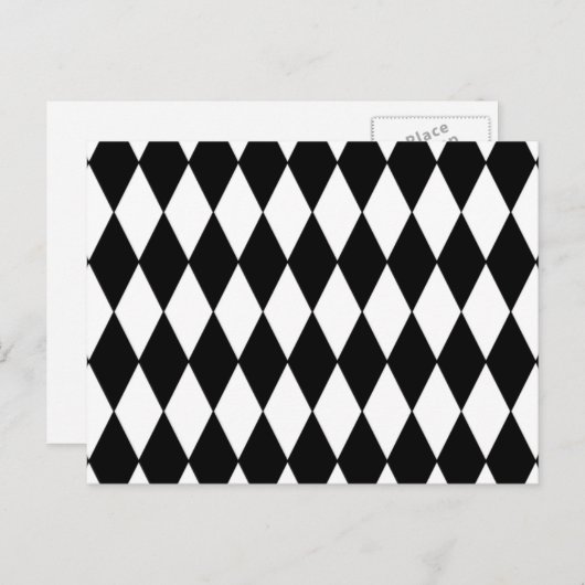 Schwarz-weiß Harlequin Pattern Postkarte (Vorne/Hinten)