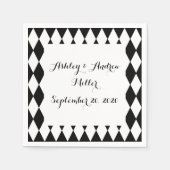 Schwarz-weiß Harlequin Pattern Serviette (Vorderseite)