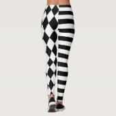 Schwarz-Weiß-Harlequin Streifen und Jester Leggings (Rückseite)