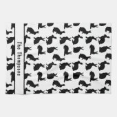 Schwarz-Weiß-Hasen-Formen und Name Ostern Geschirrtuch (Horizontal)