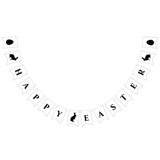 Schwarz-Weiß-Hasen Frohe Ostern Text Wimpelkette (Alle)