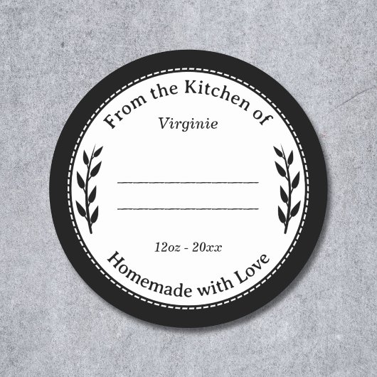 Schwarz-Weiß-hausgemachte Liebe-Aufkleber Runder Aufkleber