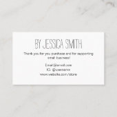 Schwarz-Weiß-hausgemachte moderne, einfache Visitenkarte (Rückseite)