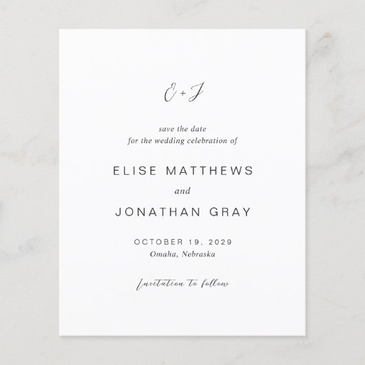 Schwarz-Weiß-Haushalt Hochzeit retten Datum (Vorderseite)