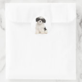 Schwarz-Weiß-Havanese-Hundekleber Runder Aufkleber (Tasche)