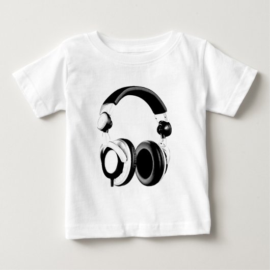Schwarz-Weiß-Headphone-Artwork Baby T-shirt (Vorderseite)