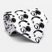 Schwarz-Weiß-Headphone-Artwork Krawatte (Gerollt)