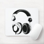 Schwarz-Weiß-Headphone-Artwork Mousepad (Mit Mouse)