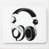 Schwarz-Weiß-Headphone-Artwork Mousepad (Vorne)
