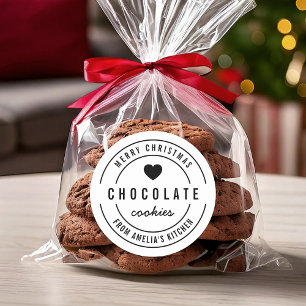 Schwarz-weiß Heart Homemade Kitchen Frohe Weihnach Runder Aufkleber