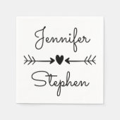 Schwarz-Weiß-Heart- und Liebe-Pfeile Serviette (Vorderseite)