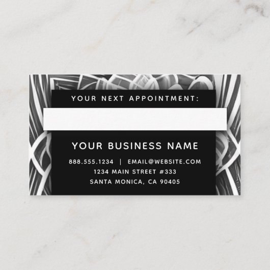 Schwarz-Weiß-Heilige Moderne Elegante Beruflich Terminkarte (Rückseite)