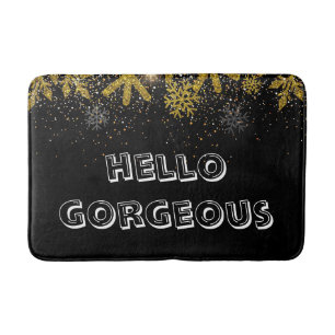 Schwarz & Weiß "Hello Gorgeous" Brush Letter Thema Badematte