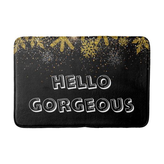 Schwarz & Weiß "Hello Gorgeous Brush Letter Themed Badematte (Vorderseite)