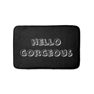 Schwarz & Weiß "Hello Gorgeous" Pinselbuchstaben-T Badematte