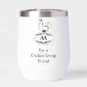 Schwarz-Weiß-Hen auf einem Monogramm-Ei (Rückseite)