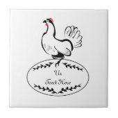 Schwarz-Weiß-Hen auf einem Monogramm-Ei Fliese (Vorderseite)