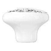 Schwarz-Weiß-Hen auf einem Monogramm-Ei Keramikknauf (Seitenansicht)