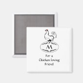 Schwarz-Weiß-Hen auf einem Monogramm-Ei Magnet (Vorderseite/Rückseite)