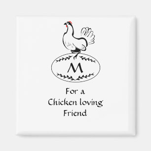 Schwarz-Weiß-Hen auf einem Monogramm-Ei Magnet