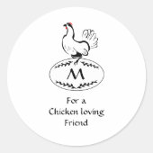 Schwarz-Weiß-Hen auf einem Monogramm-Ei Runder Aufkleber (Vorderseite)