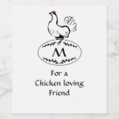 Schwarz-Weiß-Hen auf einem Monogramm-Ei Weinetikett (Einzelnes Label)
