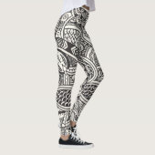 Schwarz-Weiß Henna-Muster Leggings (Rechts)