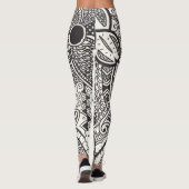 Schwarz-Weiß Henna-Muster Leggings (Rückseite)