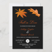 Schwarz-Weiß-Herbst-Blätter fallen blutige Hochzei Einladung (Vorderseite)