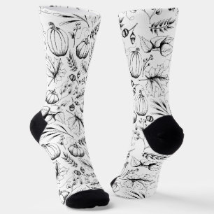 Schwarz-Weiß-Herbst-Erntezeit Socken