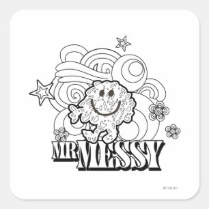 Schwarz & Weiß Herr Messy Sterne & Wirbel Quadratischer Aufkleber