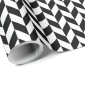 Schwarz-Weiß-Herringbone in allen Mustern Geschenkpapier (Rolleneckpunkt)