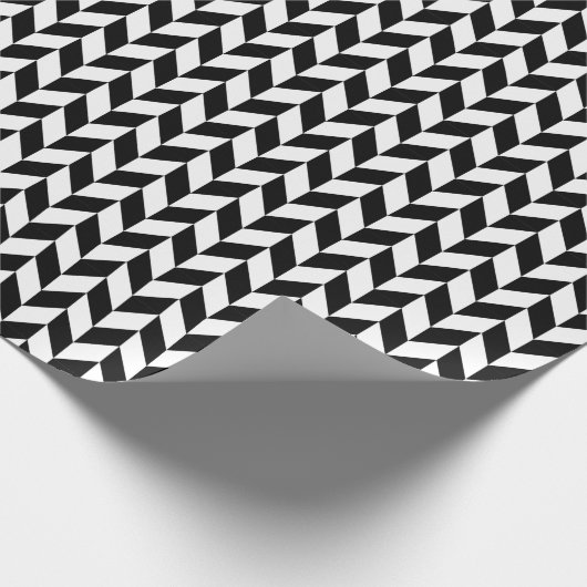 Schwarz-Weiß-Herringbone in allen Mustern Geschenkpapier (Ecke)