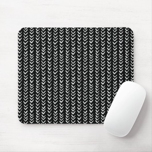 Schwarz-Weiß-Herringbone-Muster Mousepad (Mit Mouse)