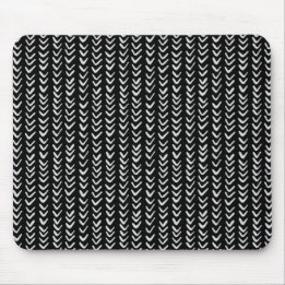 Schwarz-Weiß-Herringbone-Muster Mousepad