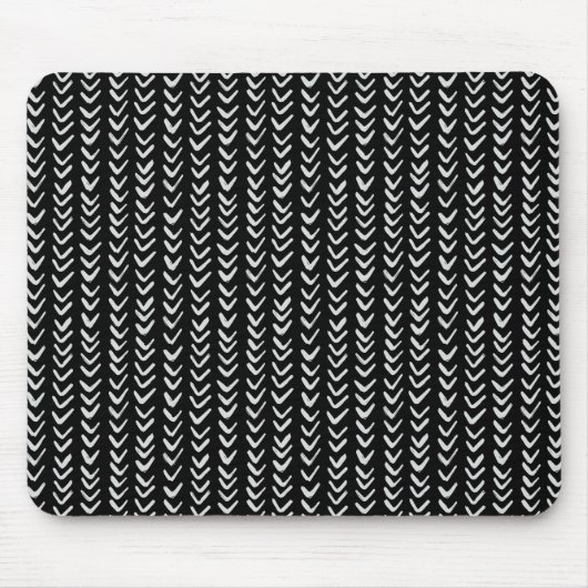 Schwarz-Weiß-Herringbone-Muster Mousepad (Vorne)
