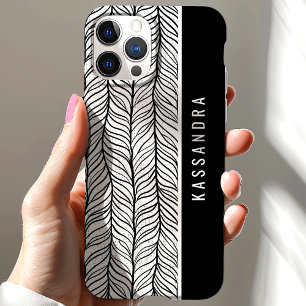Schwarz-Weiß-Herringbone-Personalisierter Name Case-Mate iPhone Hülle