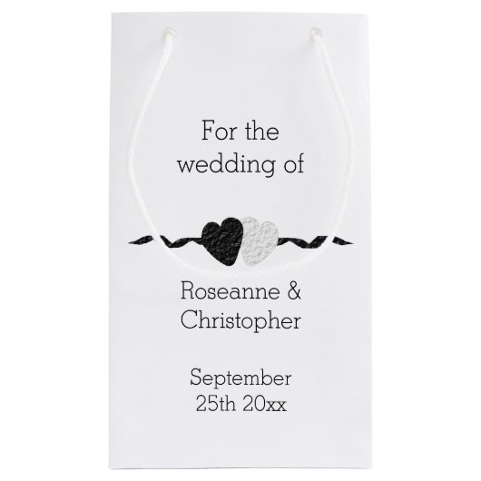 Schwarz-Weiß-Herz-Design Hochzeit Kleine Geschenktüte (Rückseite)