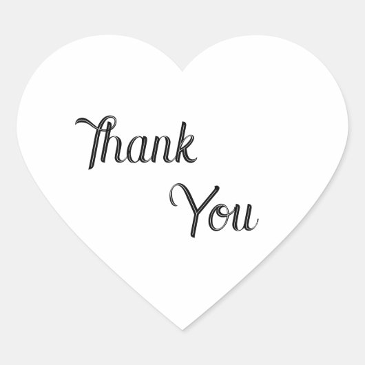 Schwarz-Weiß-Herz-förmig Danke-Aufkleber Herz-Aufkleber (Vorderseite)