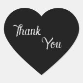 Schwarz-Weiß-Herz-geformt Danke-Aufkleber Herz-Aufkleber (Vorderseite)