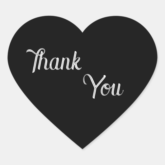 Schwarz-Weiß-Herz-geformt Danke-Aufkleber Herz-Aufkleber (Vorderseite)
