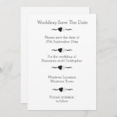 Schwarz-Weiß-Herz-Hochzeit Save The Date (Vorne/Hinten)