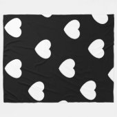 Schwarz-Weiß-Herz-Muster Fleecedecke (Vorderseite (Horizontal))